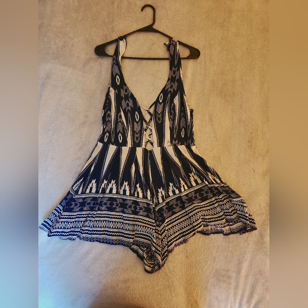 Navy & White LF Romper